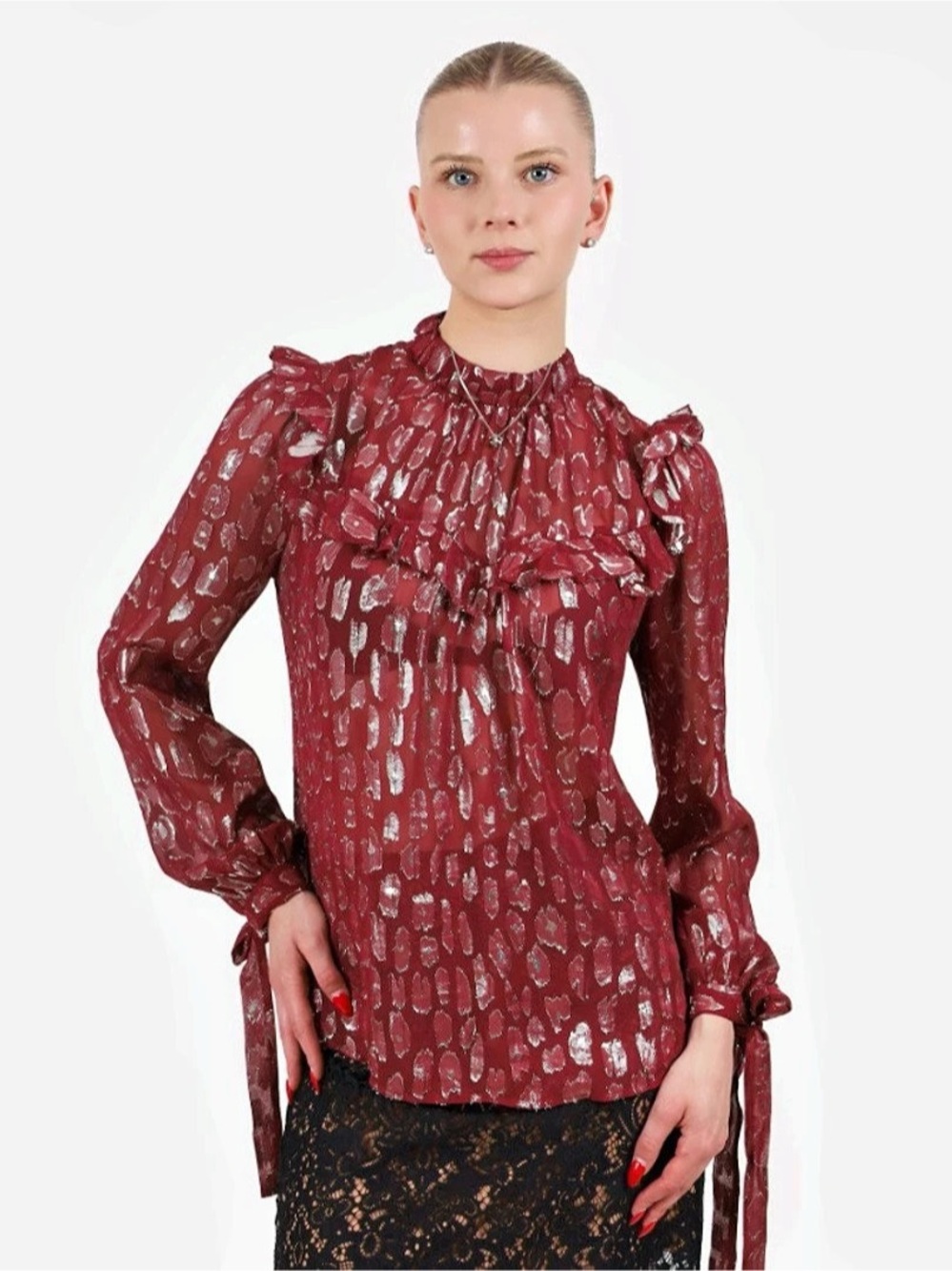 Veronica Beard Metallic Brooks Blouse Size 4 Silk blend